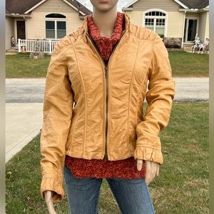 Svetlana Gold Crinkle Suede Ruffle Edge Jacket SZ 8! EUC!